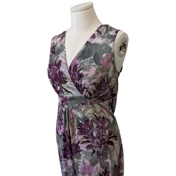 Womens Kim & Co Knit Sundress Sleeveless Maxi Dress Abstract Patterned V Neck M - Picture 2 of 8